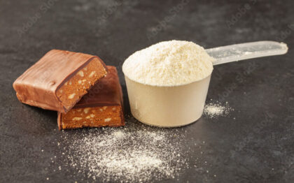 Energy protein bar with chocolate coating