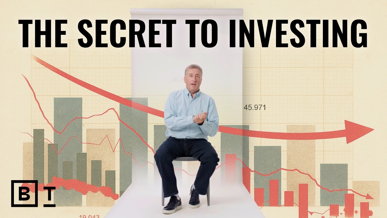 Barry Ritholtz seated in a Big Think interview graphic about investing