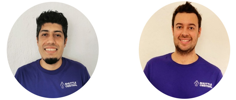 Barsi Luna and Jorge De Cordova wearing Shuttle Central shirts