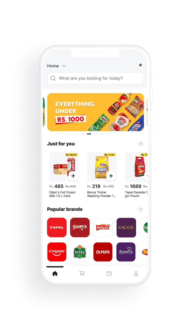 Bazaar mobile app shopping interface