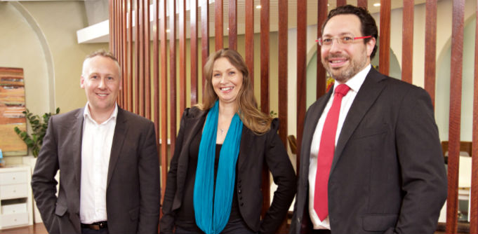 Practera co-founders Beau Leese, Suzy Watson and Wes Sonnenreich standing together