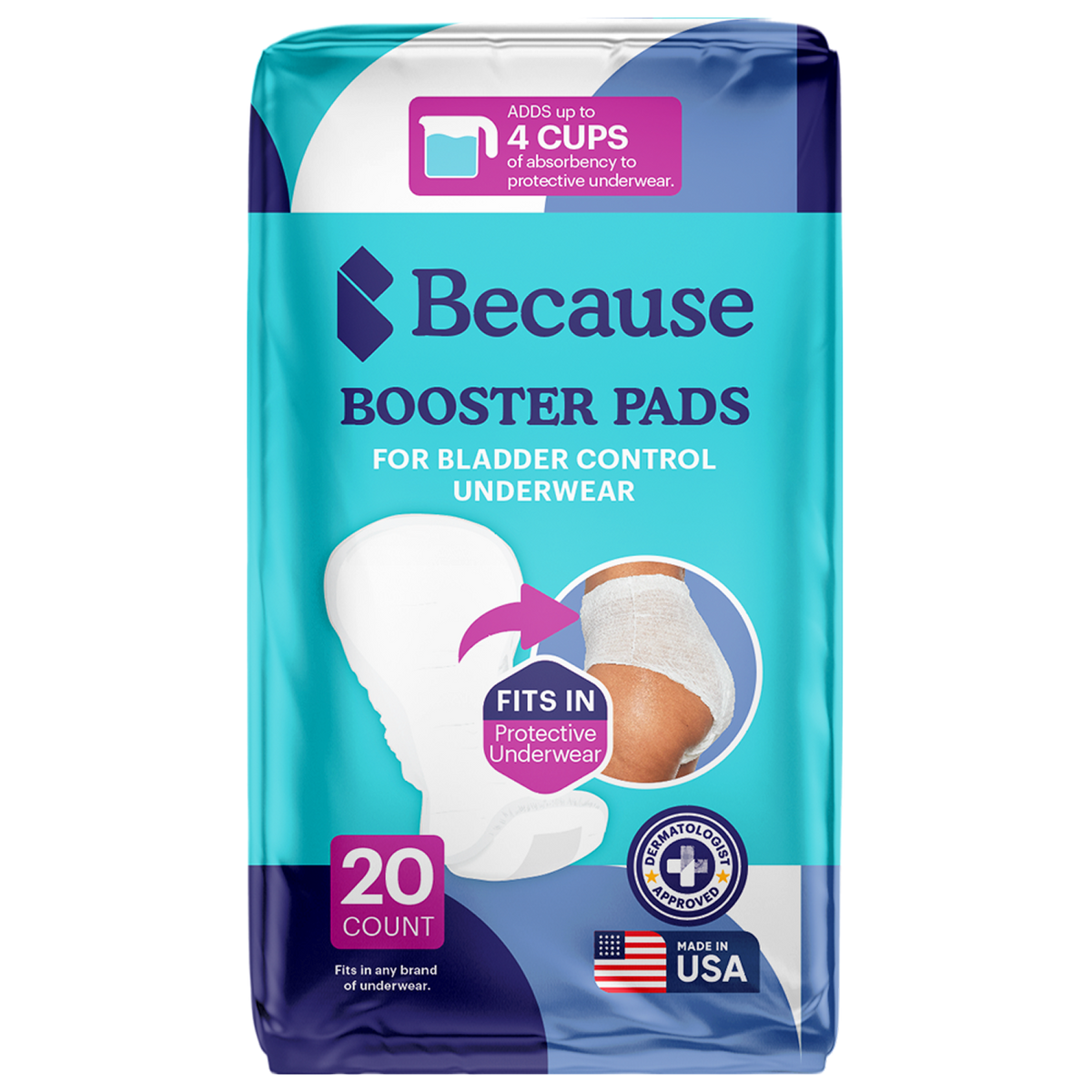A package of Because booster pads