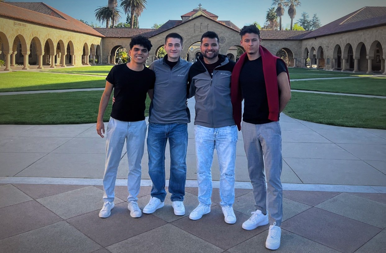 BeConfident's four co-founders together outdoors at Stanford University