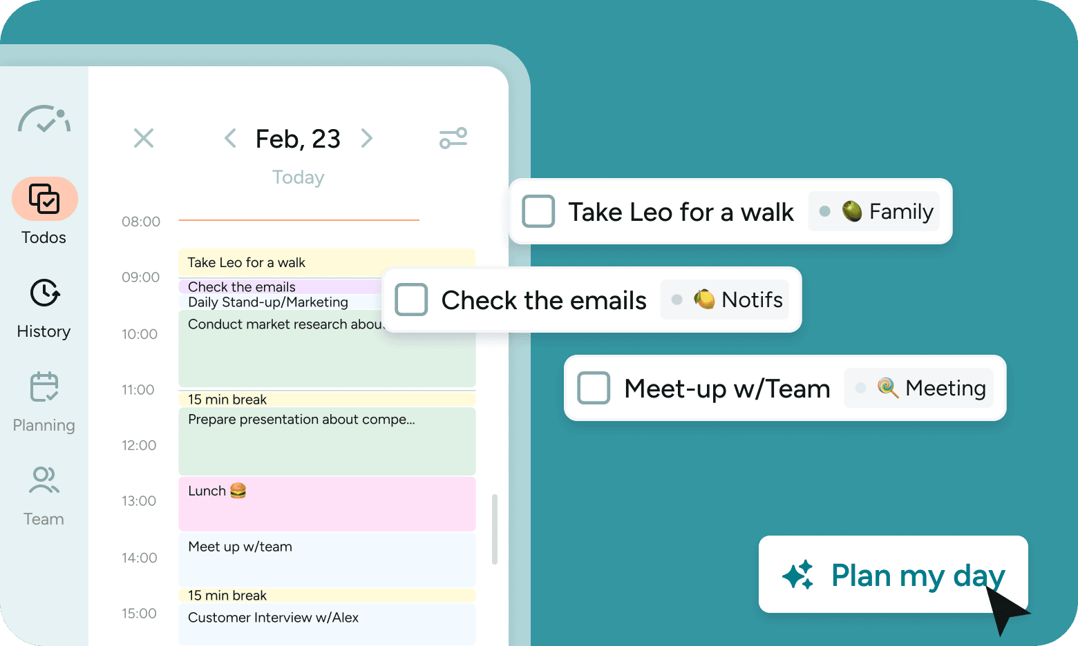 BeforeSunset AI daily calendar with tasks placed into time blocks