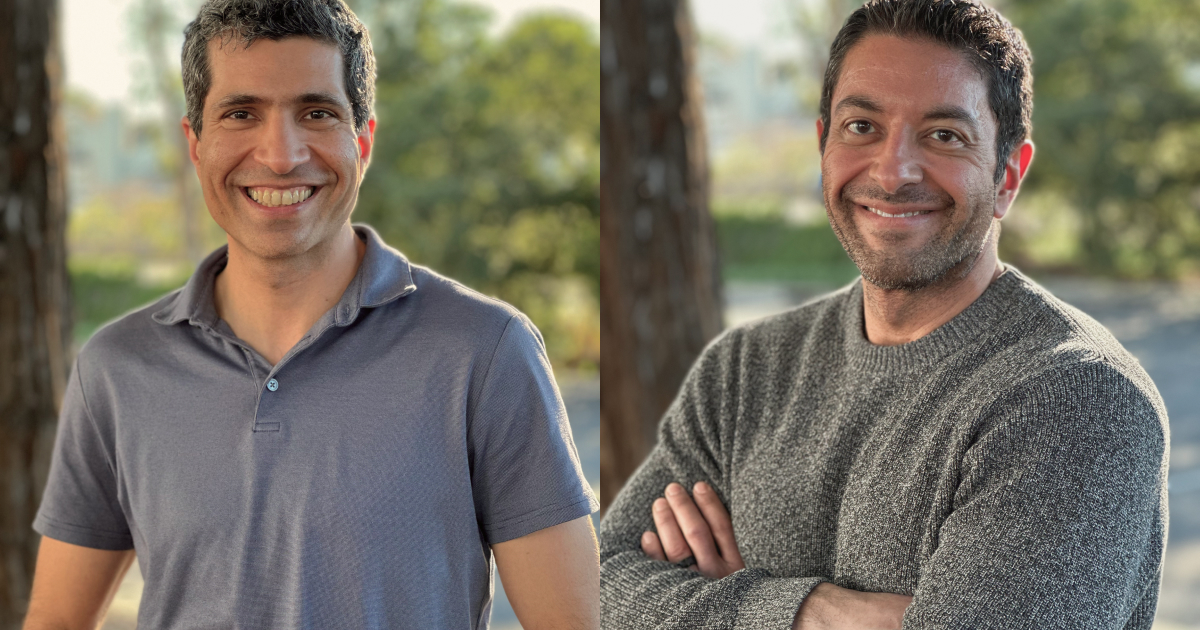 OpenInfer co-founders Behnam Bastani and Reza Nourai photographed outdoors