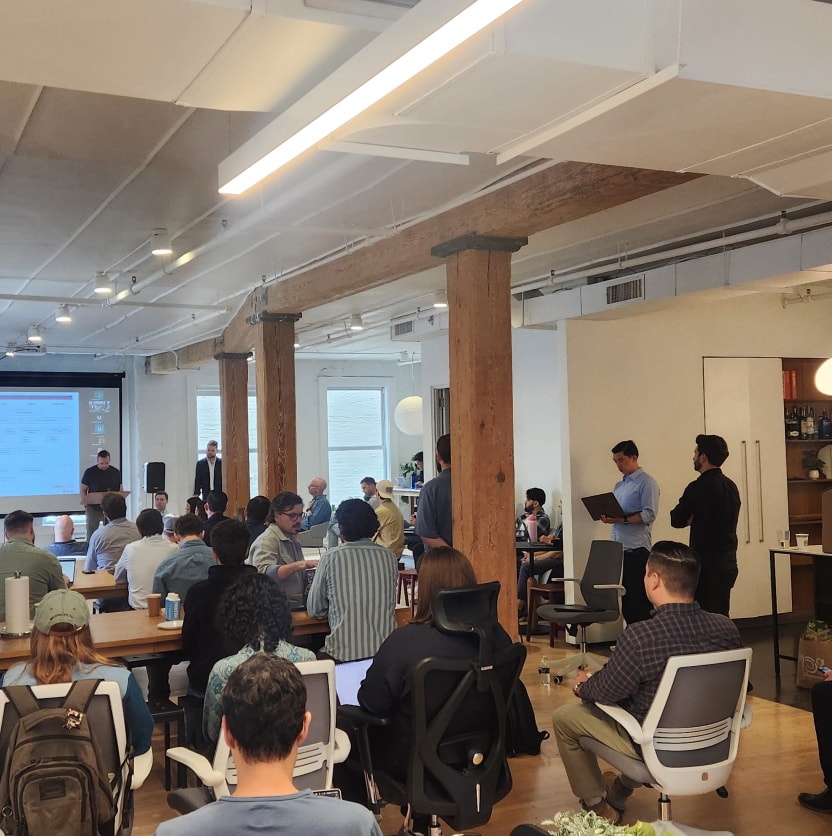 The Vantage team gathered in a bright New York office for a company presentation
