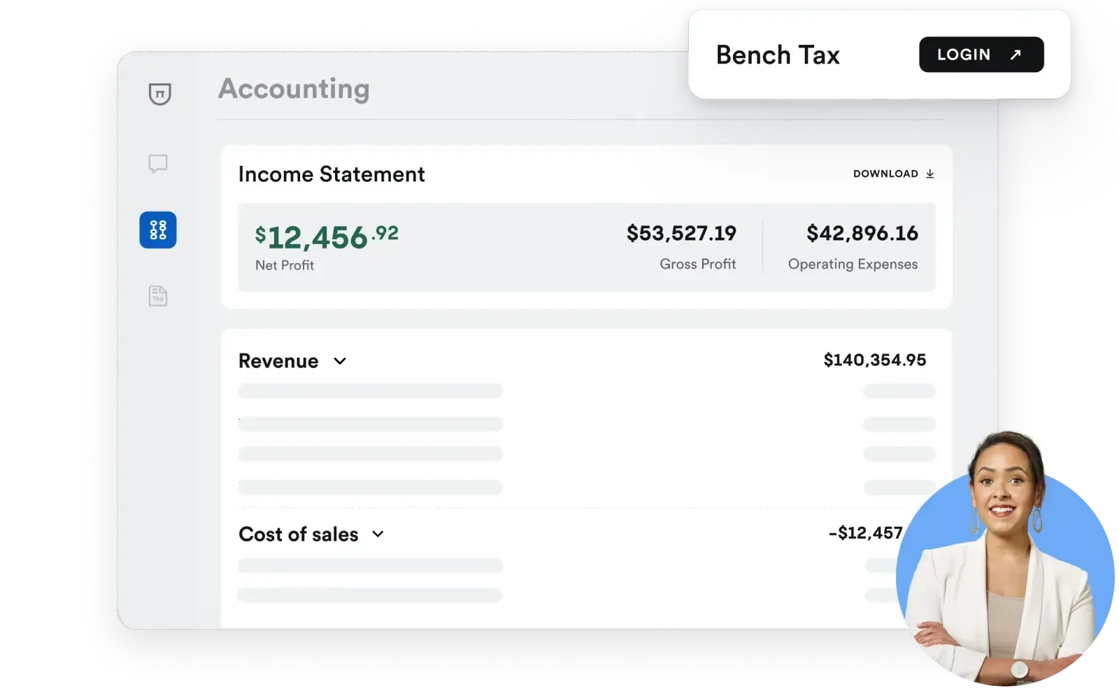 Bench income statement displayed inside the accounting platform