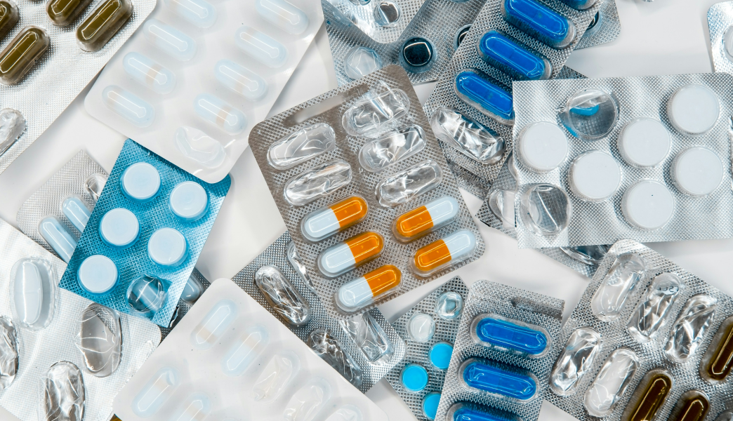 Blister packs containing tablets and capsules, in an image used on Benchmark’s Laibel page