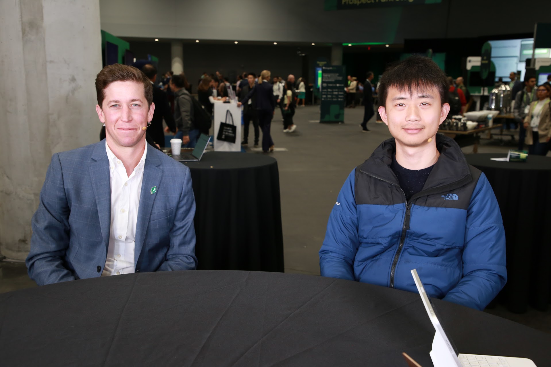 Benny Chen, right, with MongoDB's Gregory Maxson at MongoDB.local NYC in 2024