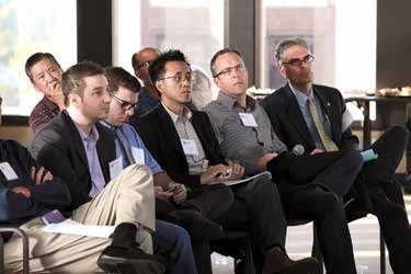 Berkeley Angel Network attendees seated at a SkyDeck pitch meeting