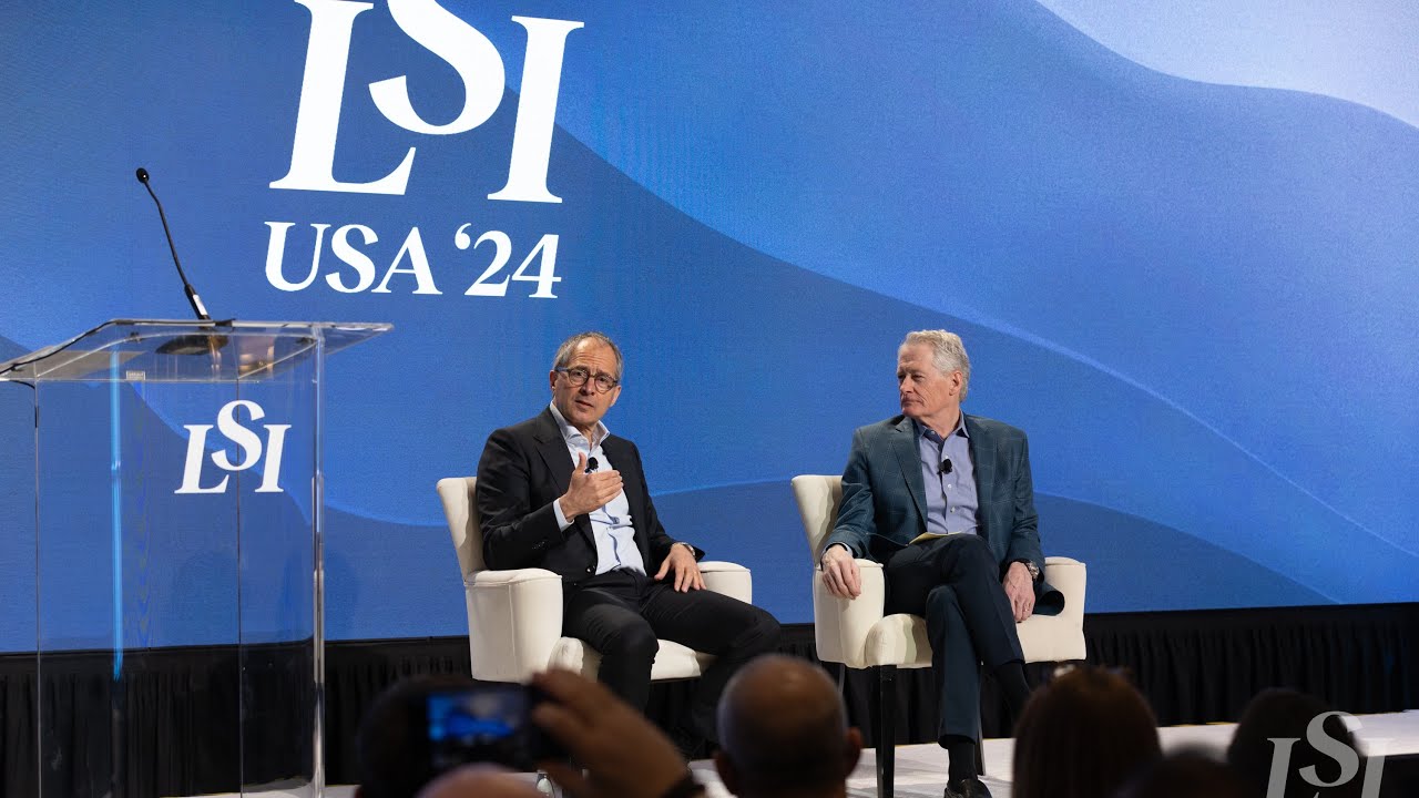 Bernard Zovighian, left, speaking with Paul LaViolette onstage at LSI USA 2024
