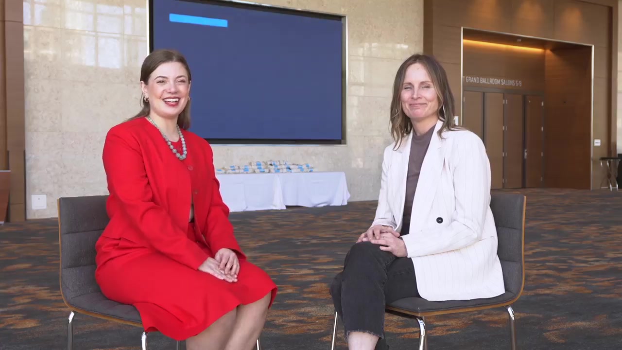 Betsy Perez, at right, speaking with StreetCred PR marketing manager Elena Krasnow at Orion Ascent 2026 in San Diego