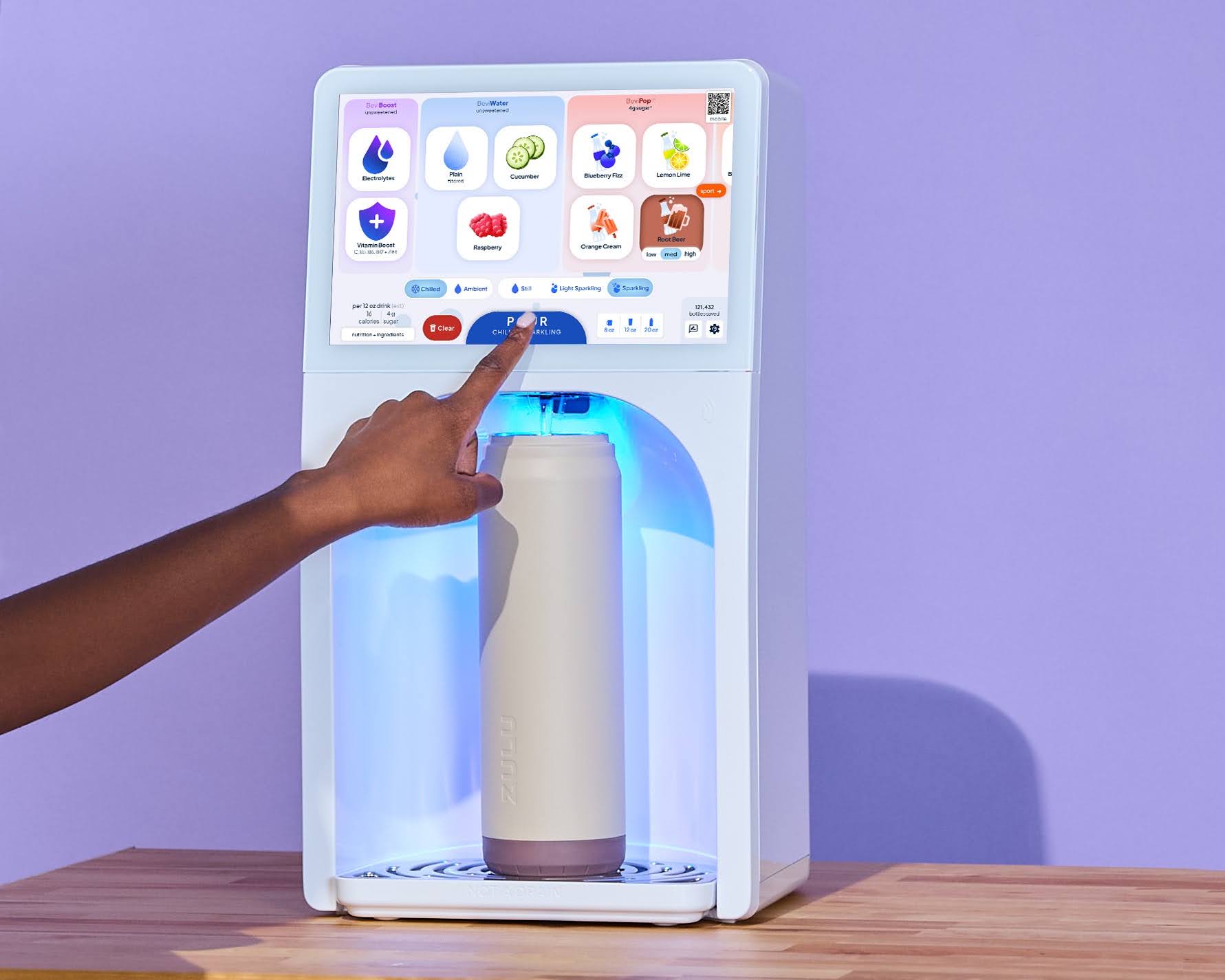 BeviPop beverage presentation with a Signature Countertop dispenser