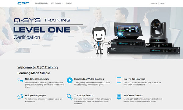 Beyond Key portfolio screenshot of QSC’s Q-SYS training website