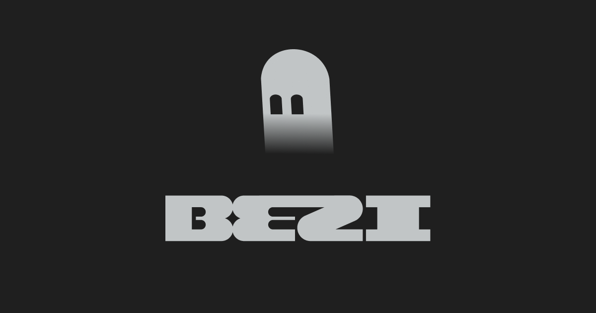 Bezi logo - the gray ghost mascot above the BEZI wordmark