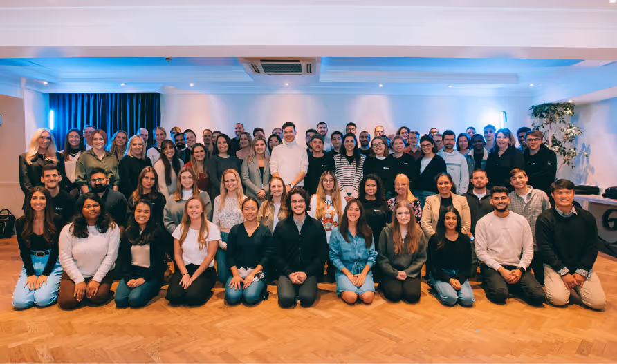 BibliU colleagues gathered at a company retreat