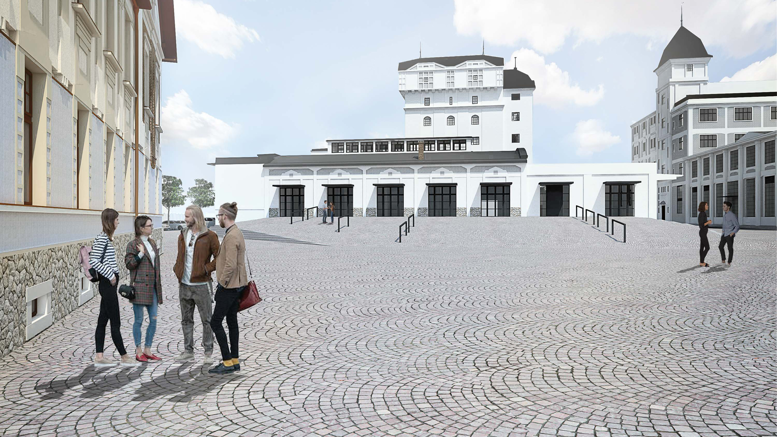 Architectural rendering of the TechTower complex in Plzeň