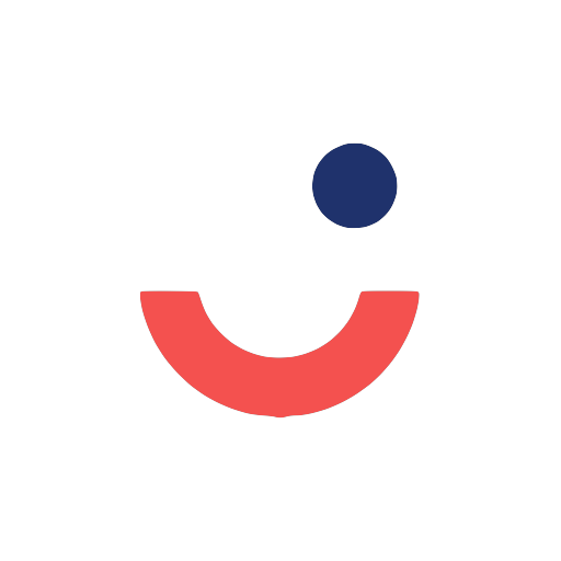 Big Happy logo - a red and navy smiley mark