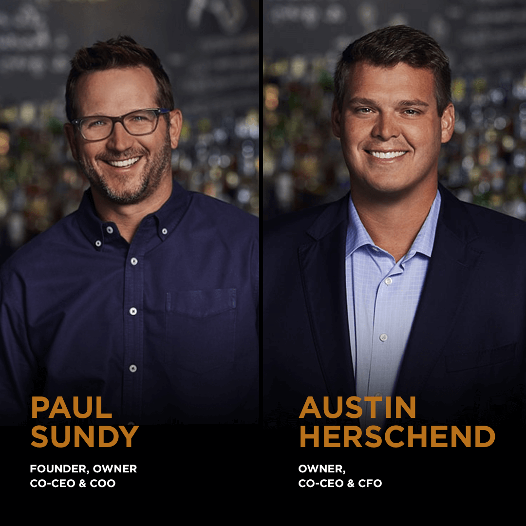 Company portrait of Paul Sundy and Austin Herschend, with their names printed below