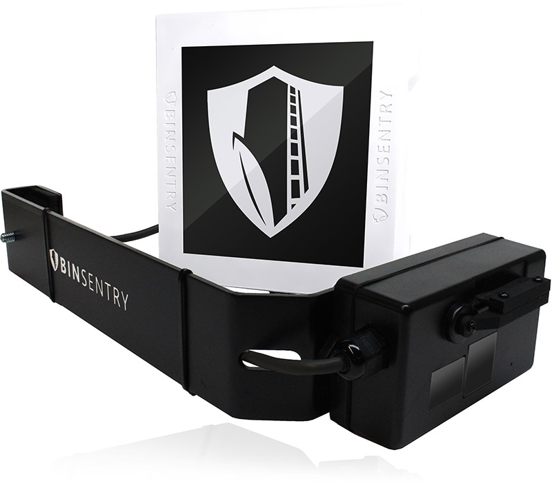 BinSentry ProSense Feed optical sensor on a mounting bracket