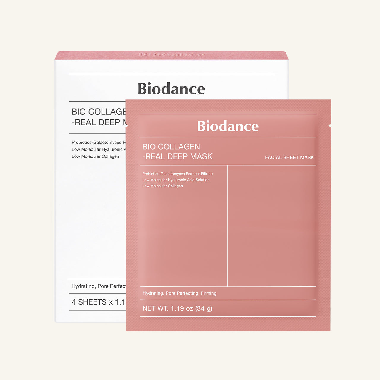Biodance Bio Collagen Real Deep Mask box and individual pink packet