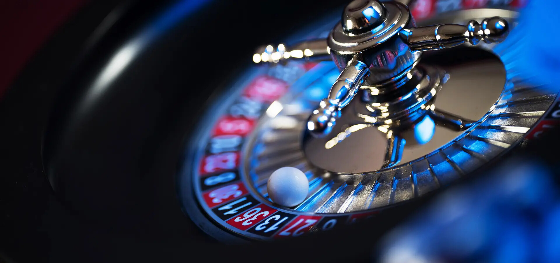 Close-up of a roulette wheel in a casino