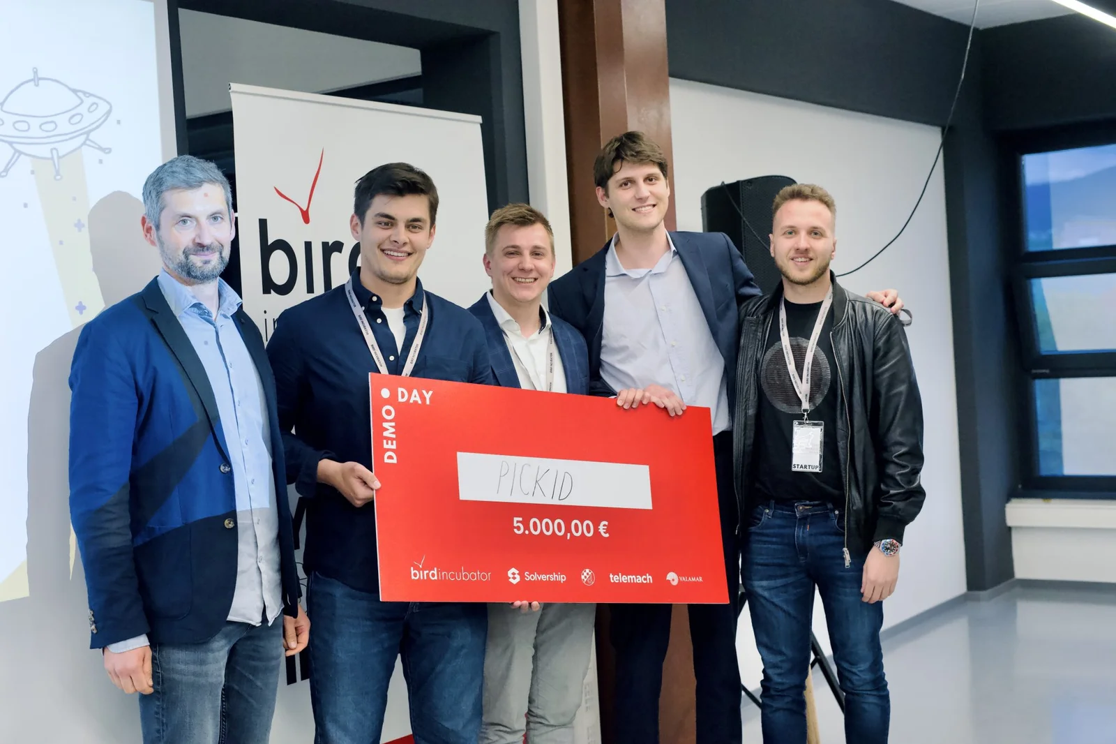 Pickid team accepting its award at BIRD Demo Day in 2025
