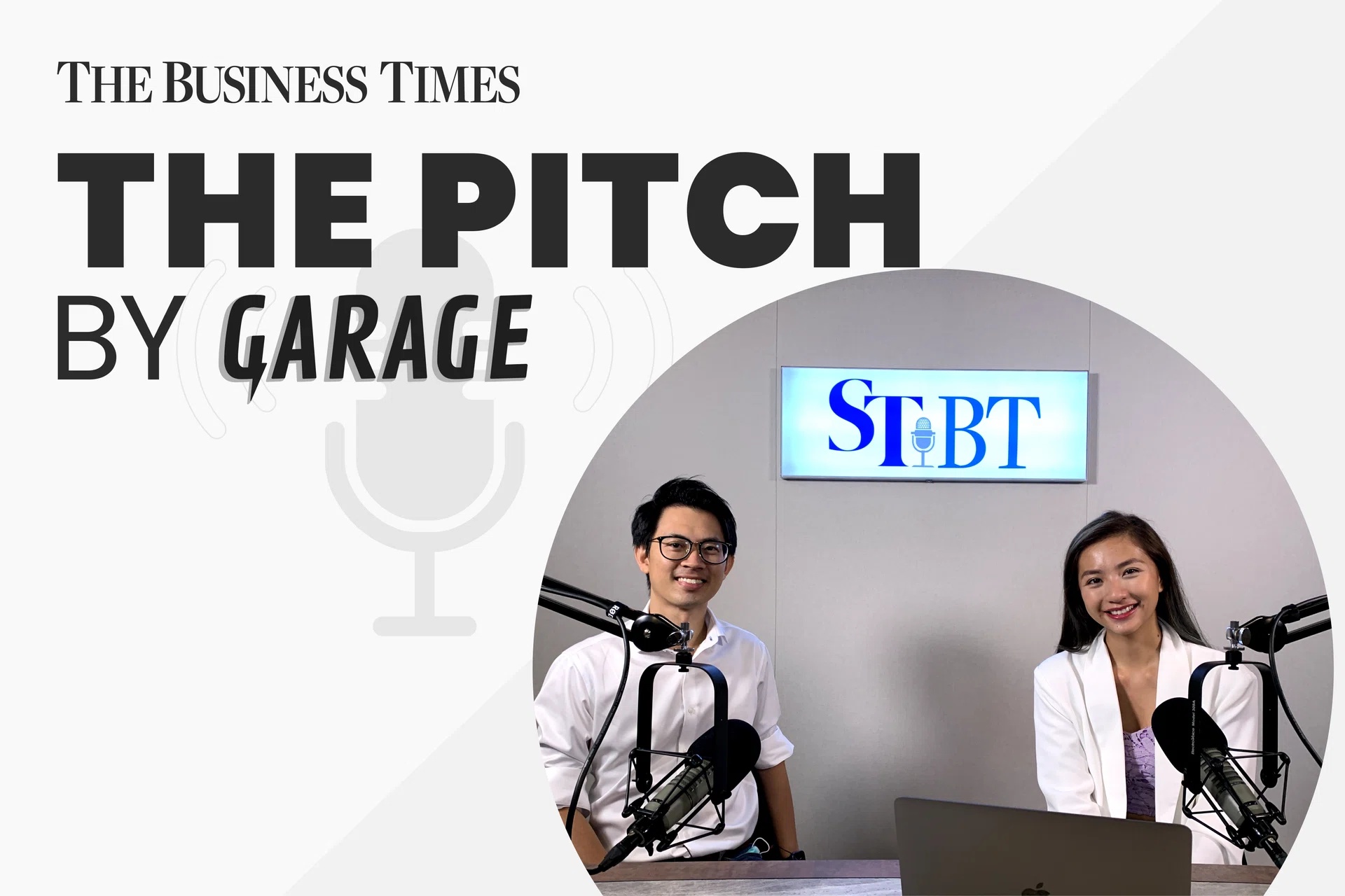 Bjorn Lee and Vanessa Ho at microphones for The Pitch by Garage