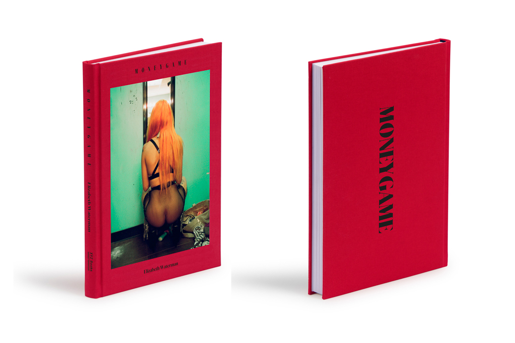 Front and back covers of Elizabeth Waterman’s red MONEYGAME photobook