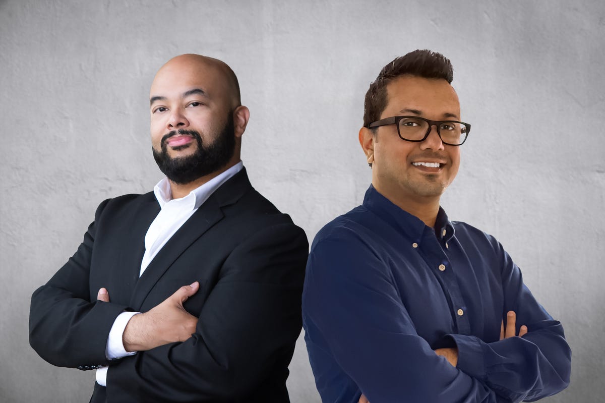 Blackbird.AI co-founders Wasim Khaled and Naushad UzZaman posing together