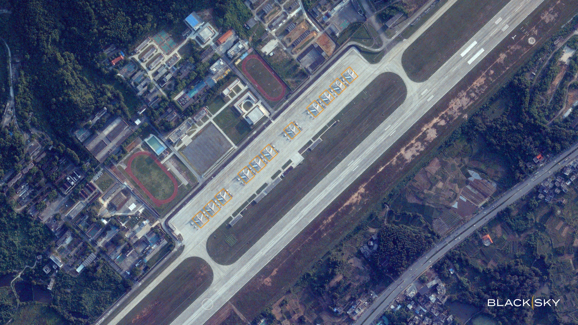 BlackSky Gen-3 first-light satellite image of the airfield near Nanning, China