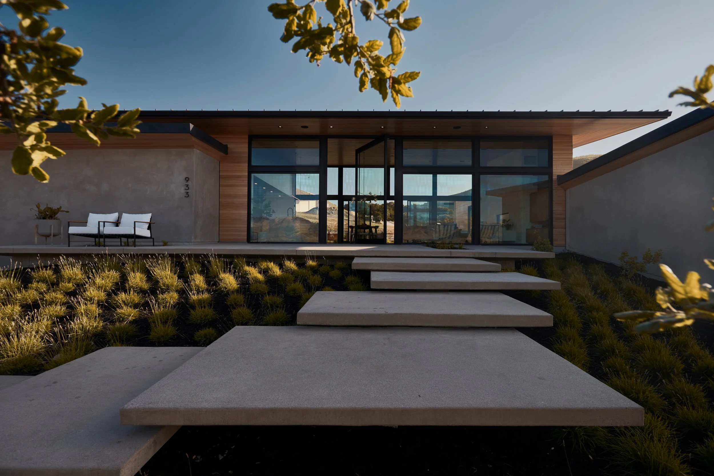 Modern steel-framed doors shown in Maiden Steel’s product gallery