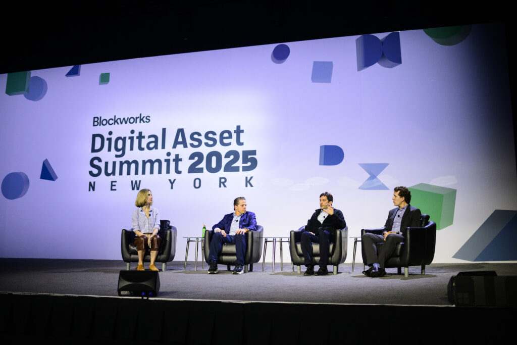 A panel discussion onstage at Blockworks Digital Asset Summit 2025 in New York