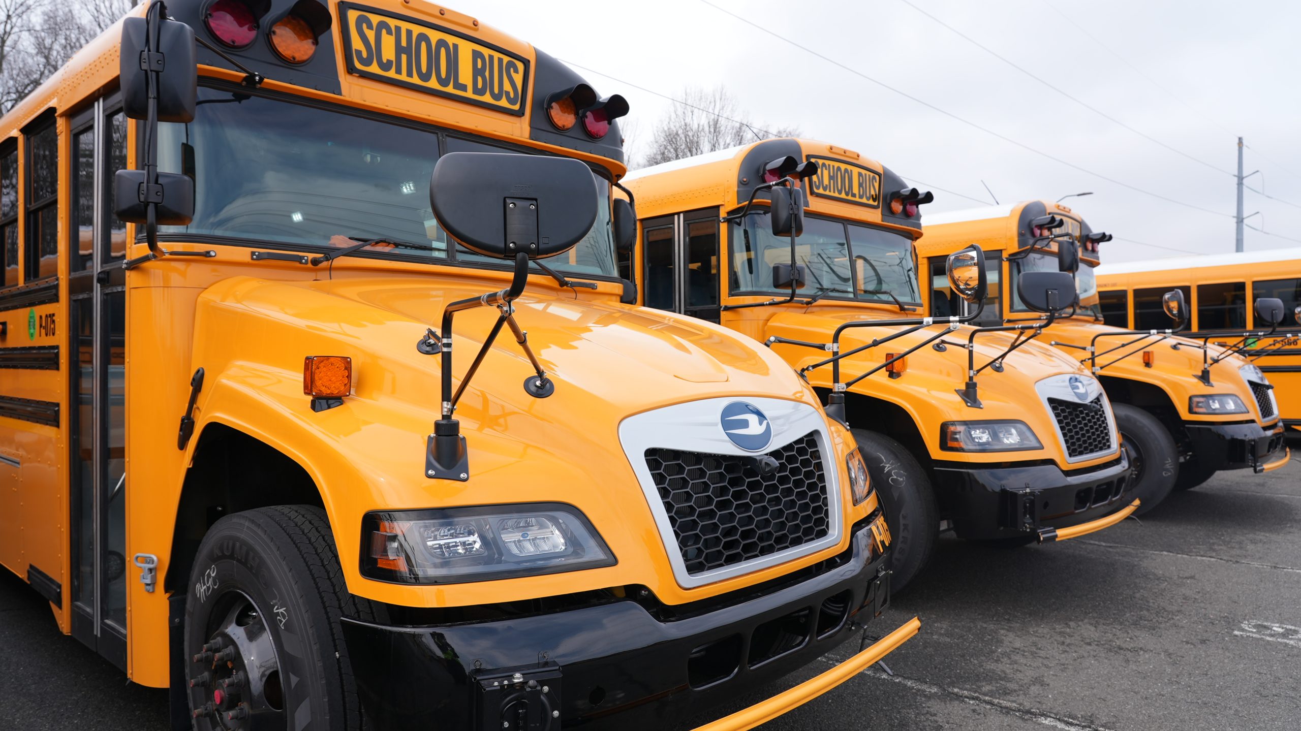 Blue Bird press photograph for Prince William County Public Schools’ new propane buses
