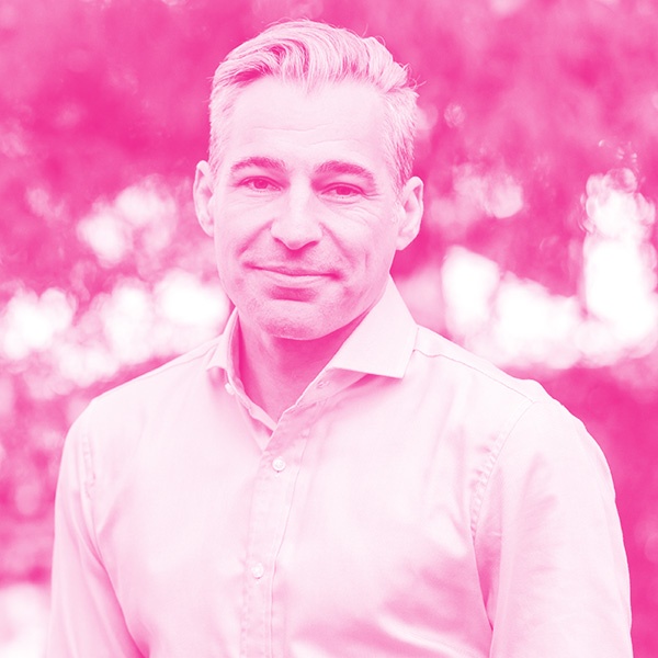Blue Umbrella founder Allan Matheson in a pink-toned portrait