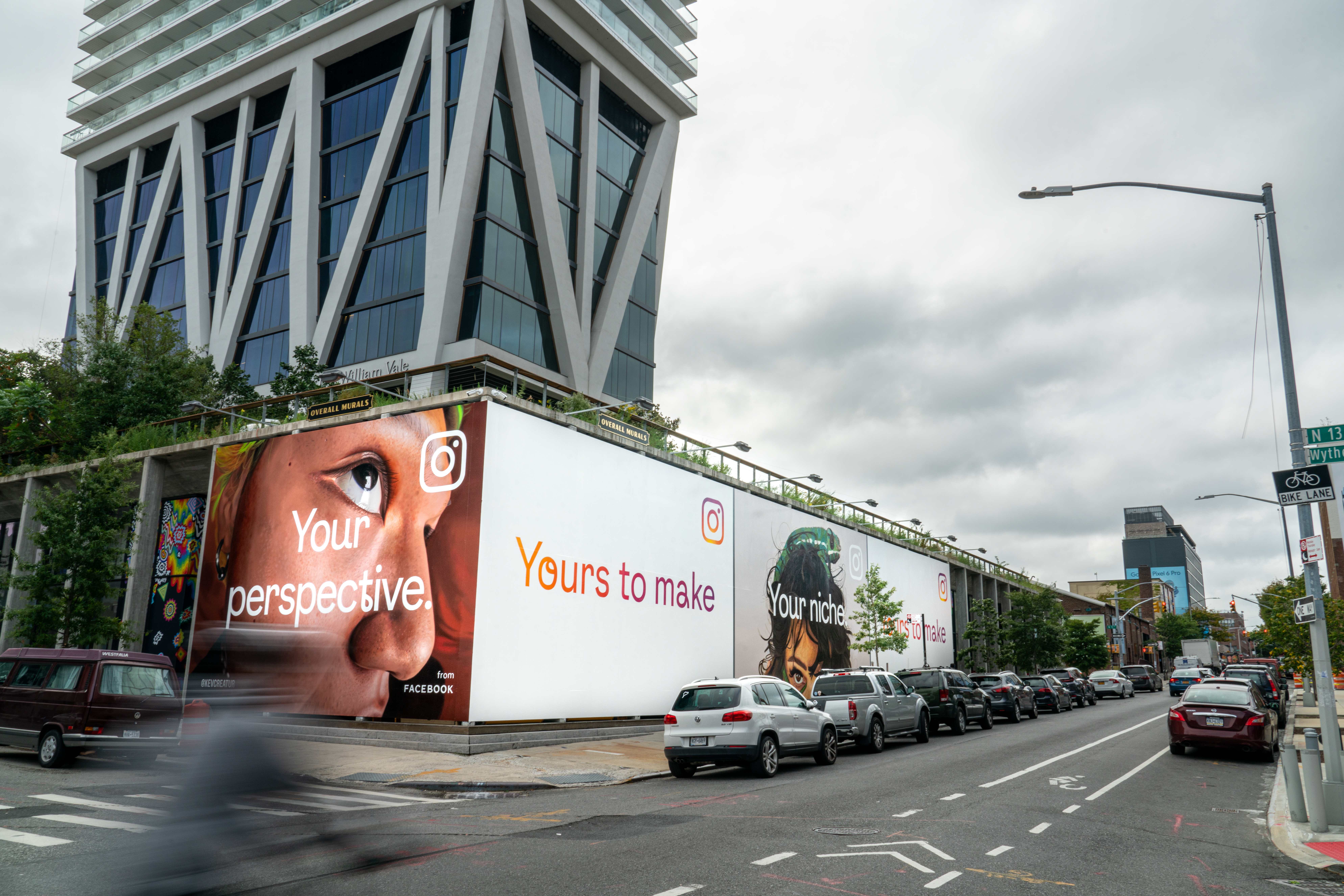 Instagram Yours to Make campaign graphics installed along a New York street