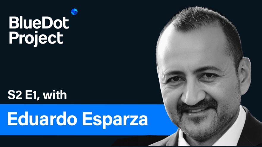 BlueDot Project podcast artwork featuring founder Eduardo Esparza