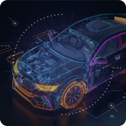 BlueVenture’s AI Review illustration showing a digitally outlined car