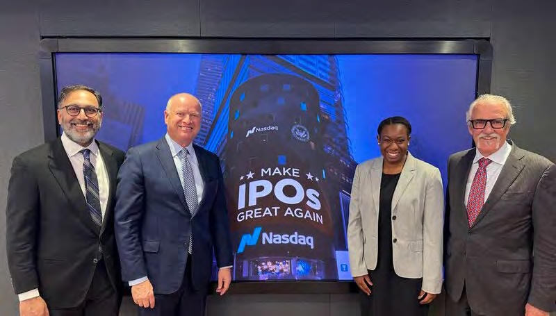 Bobby Franklin, second from left, with Aziz Gilani, Shauntel Garvey and John Neis at Nasdaq
