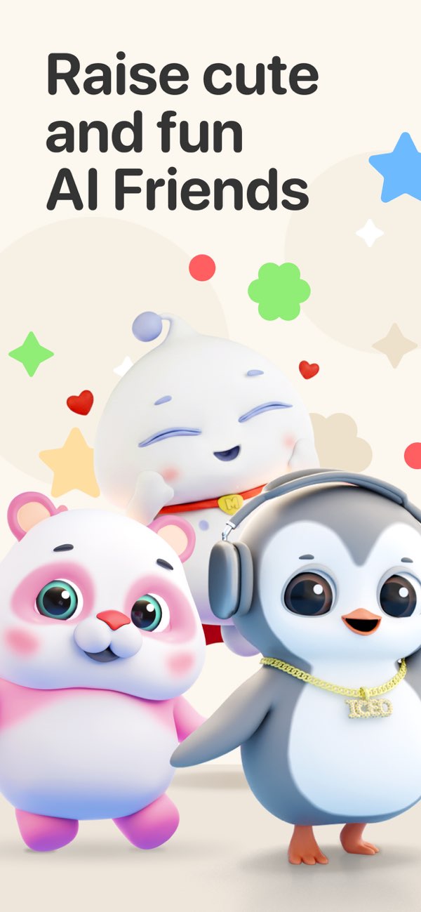 Friends app artwork showing Bao, Mellow and Pengu