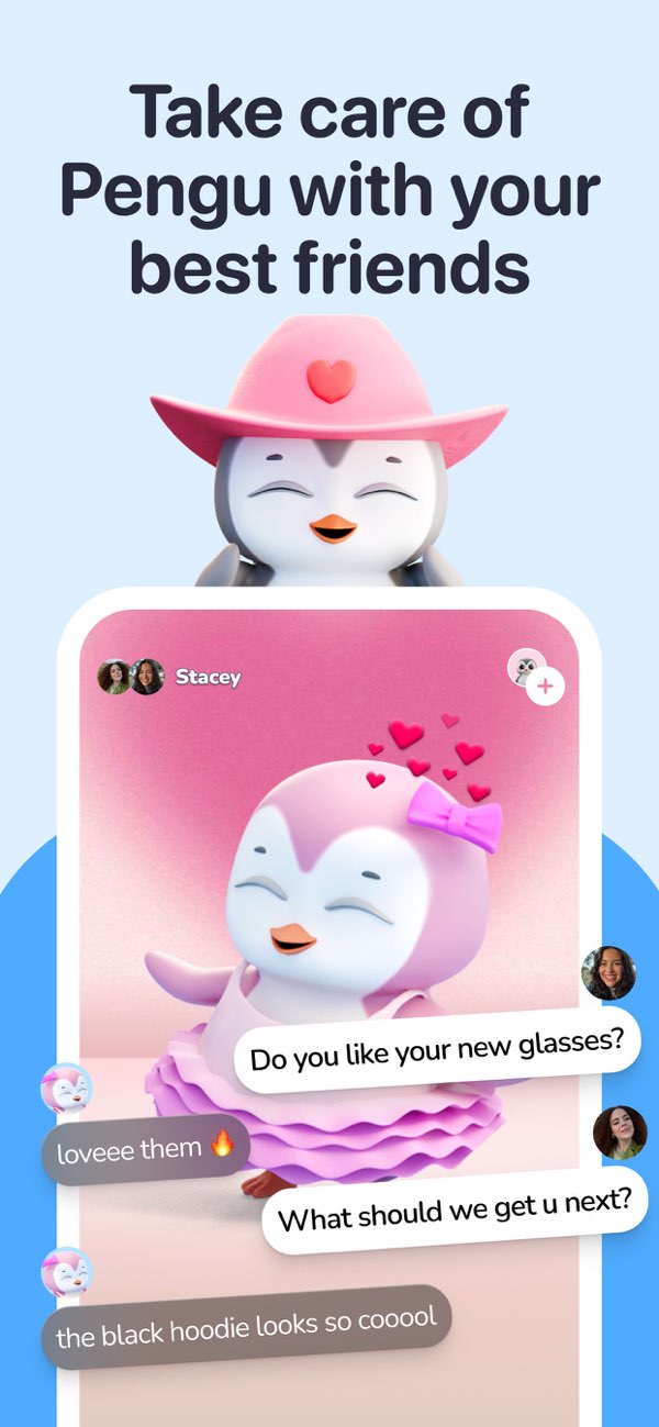 Official Friends app screenshot showing its character features