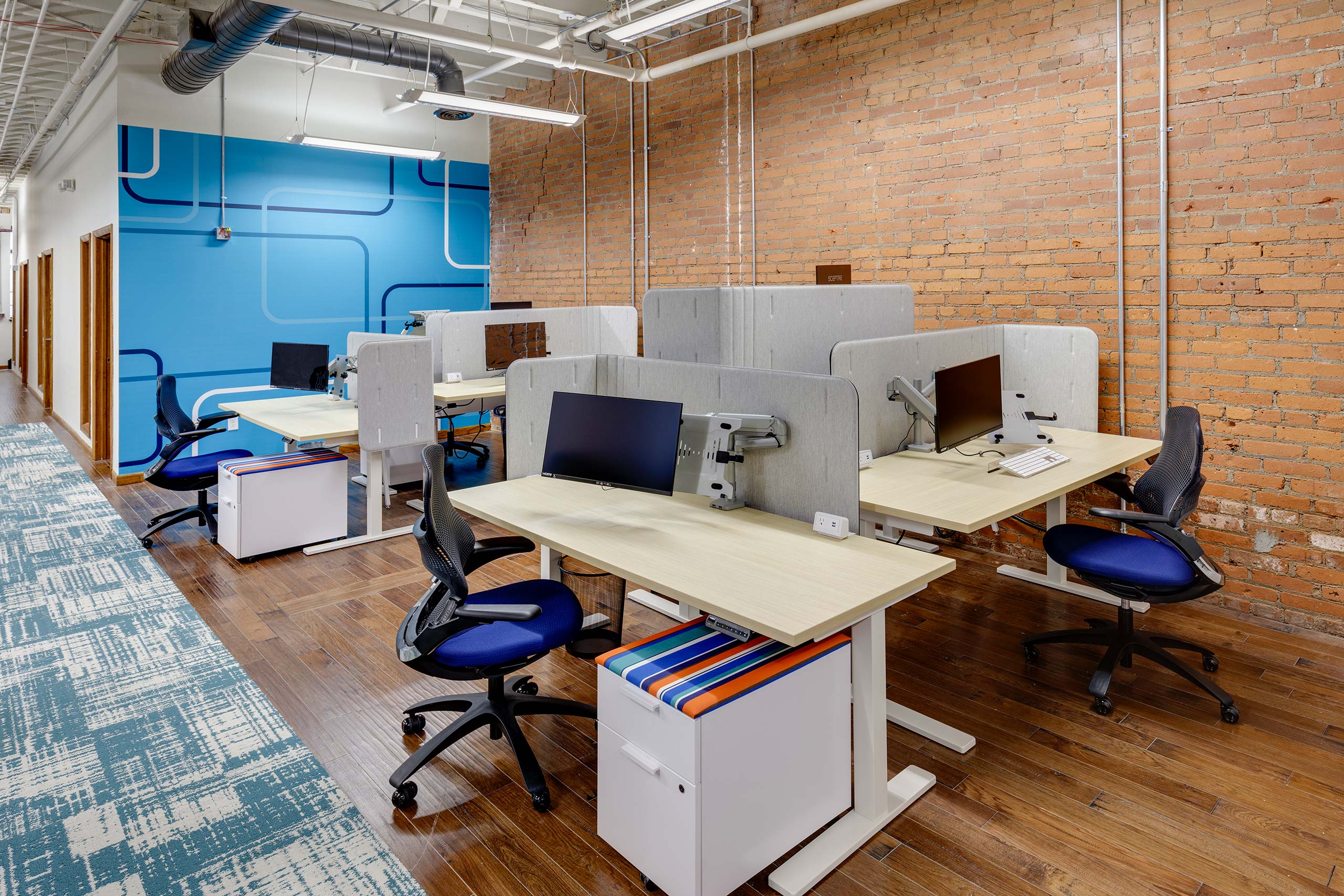 Open work area inside BoxCast's renovated Cleveland headquarters