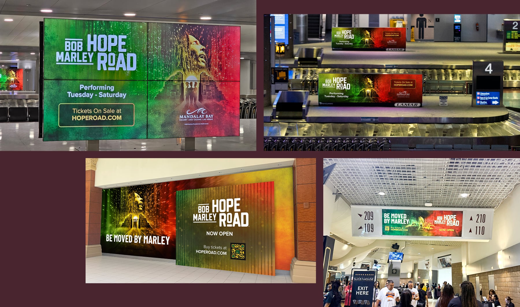 Bob Marley Hope Road campaign placements at an airport