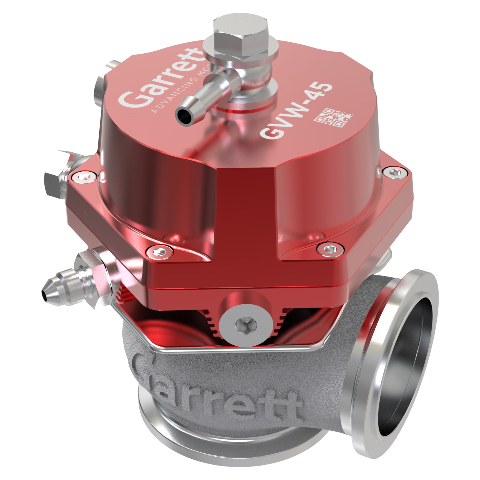 Brandcreative portfolio rendering of a red Garrett GW-45 wastegate