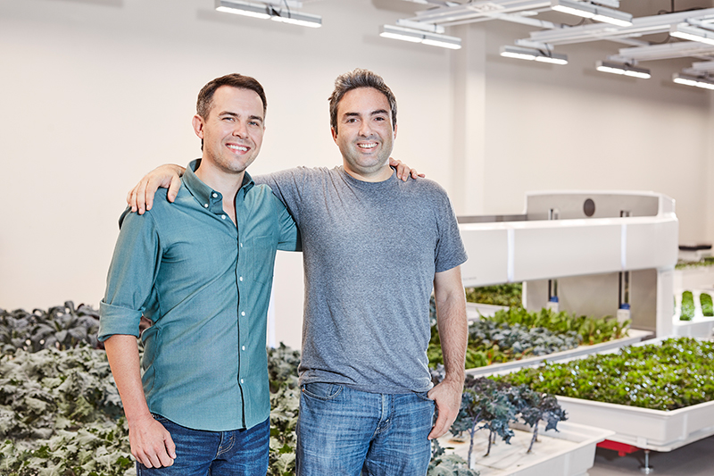 Iron Ox co-founders Brandon Alexander and Jon Binney at their growing facility