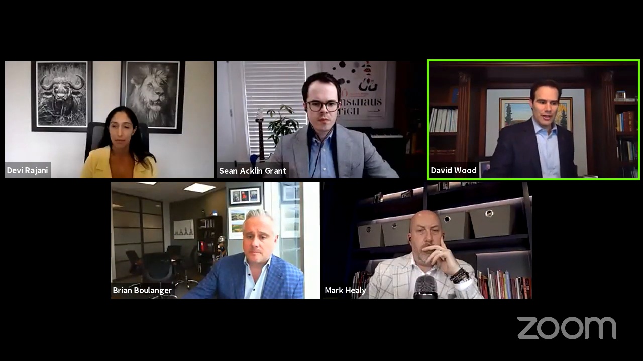 Ivey’s crisis-management video panel, with Brian Boulanger at bottom left, alongside Devi Rajani, Sean Acklin Grant, David Wood and Mark Healy