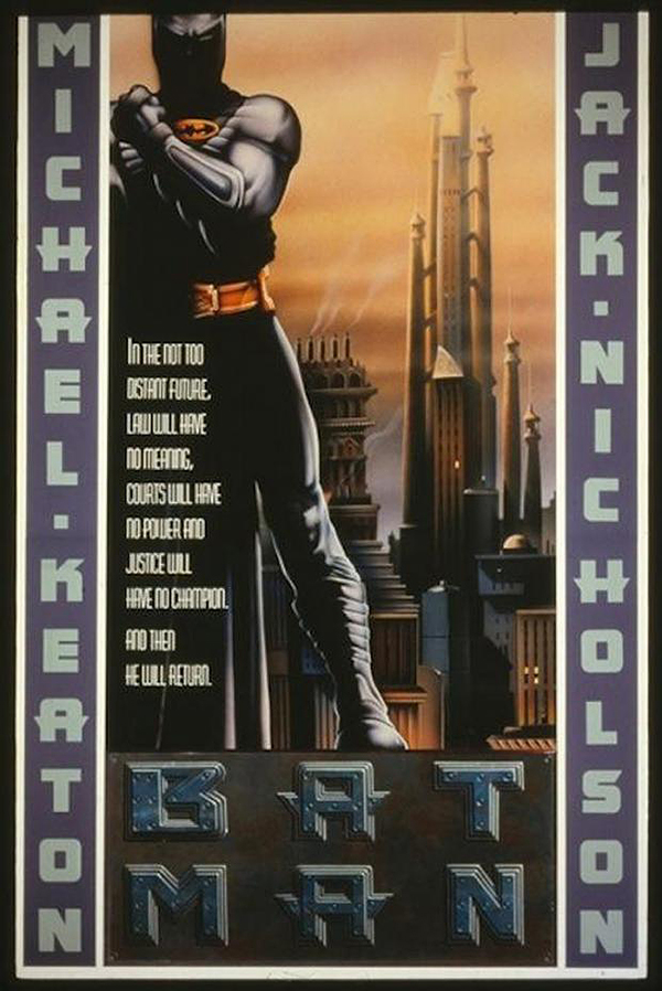 Unused Batman poster credited to Brian D. Fox, with an Art Deco composition and a silhouetted Batman