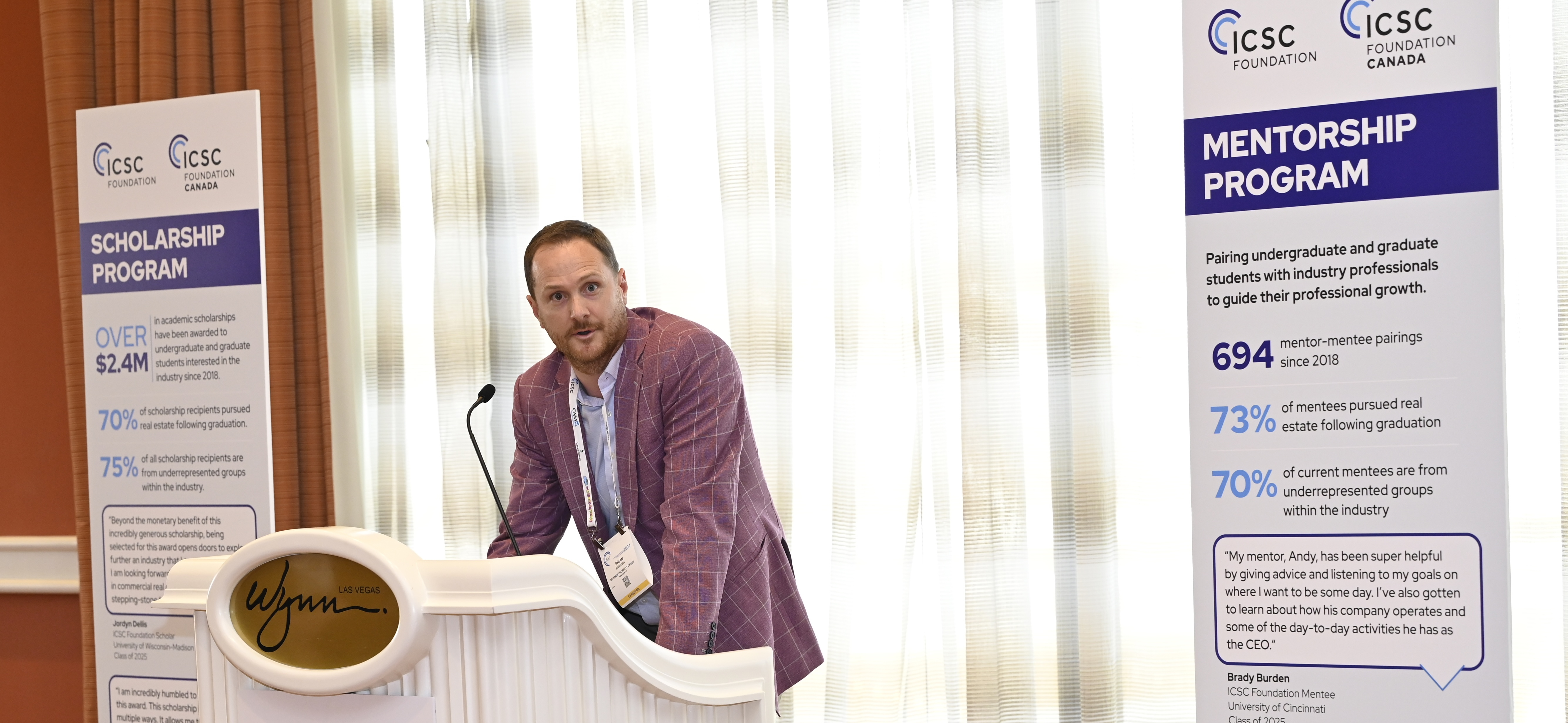 Brian Finnegan speaking at the 2024 ICSC Foundation reception in Las Vegas