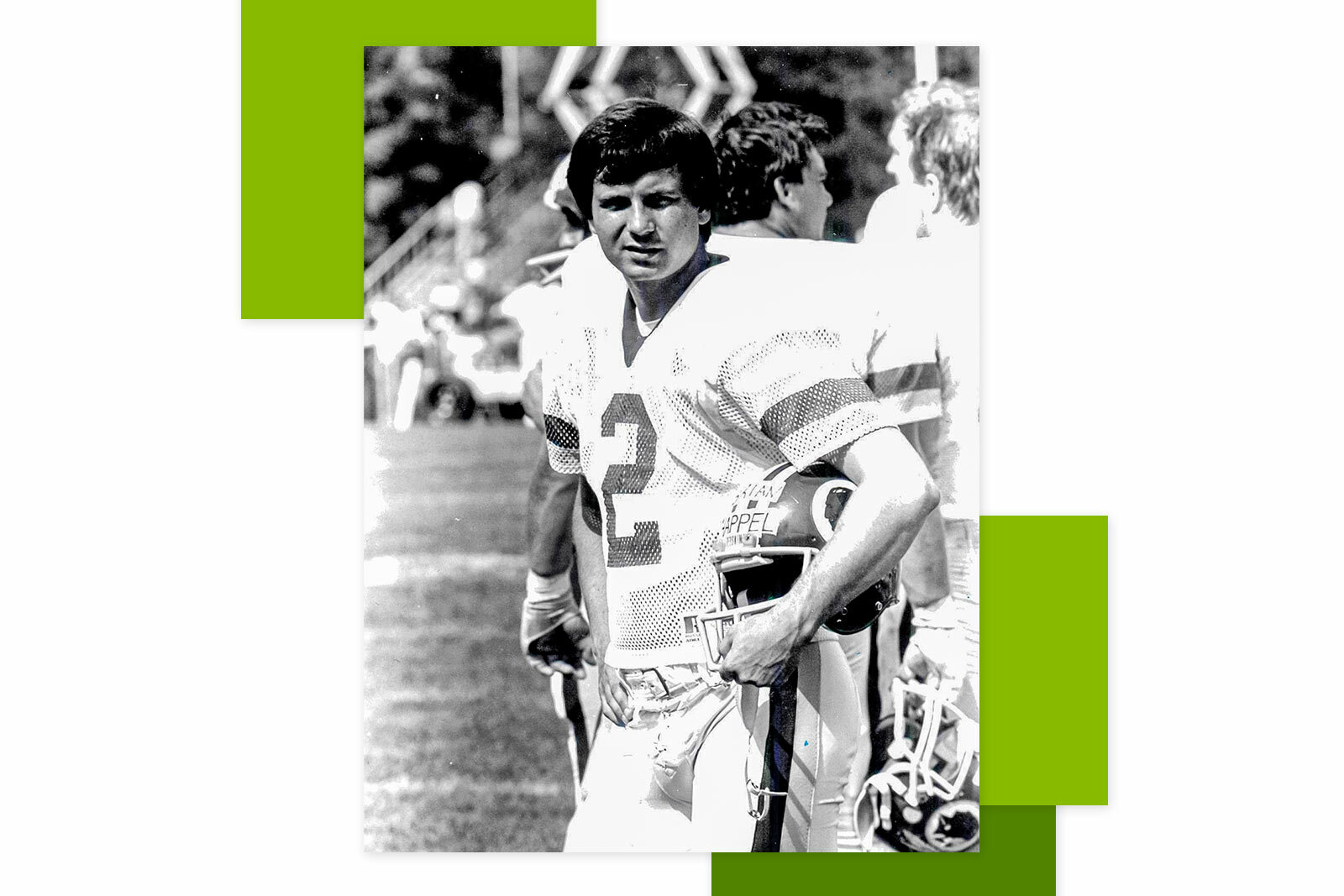 Archival photograph of Brian Happel during his football career