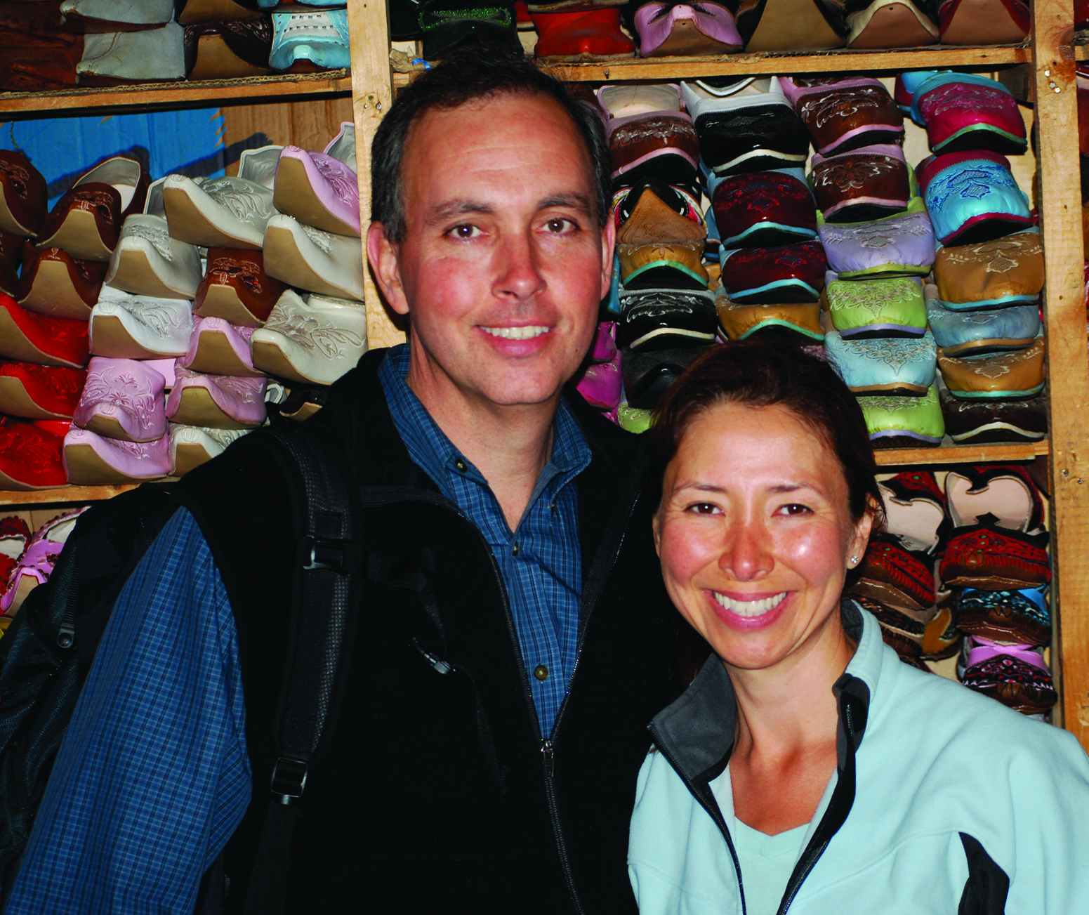 Brian and Tabetha Hinman standing together in a shop in Morocco